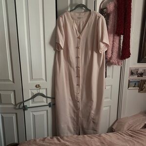 Elegant Pink Button-Down Dress